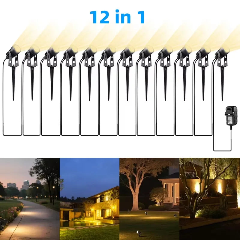 Luzes de jardim led ao ar livre lâmpada do gramado segurança luzes rua baixa tensão ip65 à prova dip65 água 2/4/6/12 em 1 iluminação paisagem branco quente