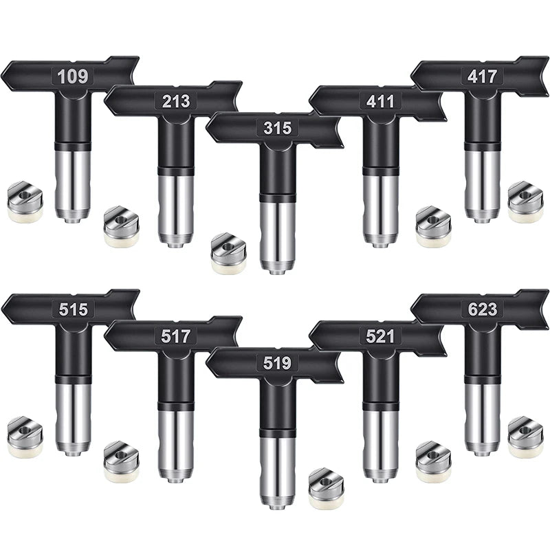 Conjunto de bico de pulverização de 20 peças inclui 10 pulverizadores de tinta mal ventilados, 10 pistolas de filtro de dupla face, ideais para acessórios de pistola de pulverização