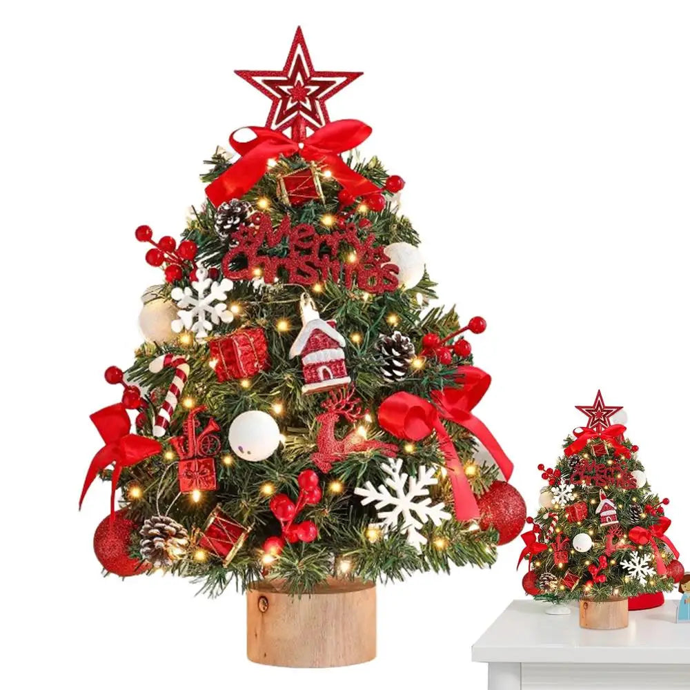Árvore de natal artificial com luzes árvore realista com estrela árvore luzes da corda e ornamentos 17.7 Polegada árvore verde para