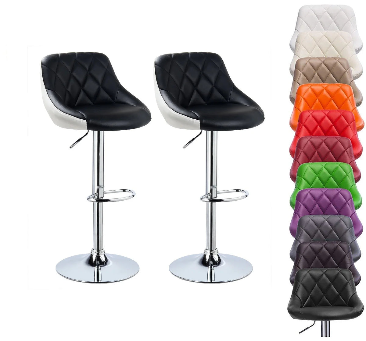 2-Lot Banqueta de bar com assento acolchoado e altura ajustável 360 °   sete cores disponíveis