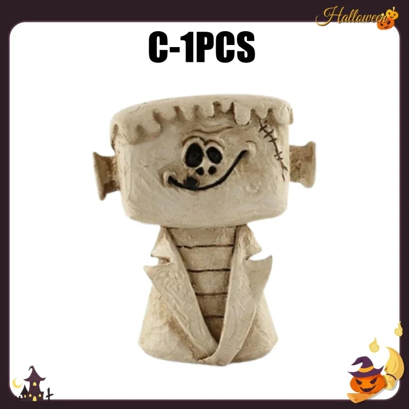 Decoração de Halloween: Fantasma, Abóbora e Múmia - Enfeite de Resina Assustador para Mesa, Perfeito para Noite de Halloween, Sala de Estar e Festas