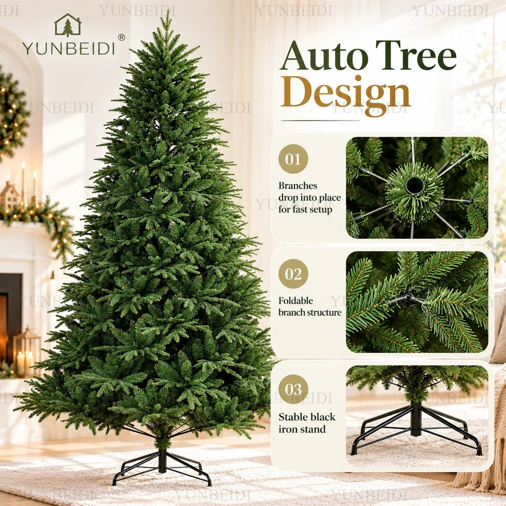 Árvore de Natal artificial em PE e PVC, com luzes LED USB e luzes quentes, árvore de Natal de alta qualidade, de 120 cm a 210 cm