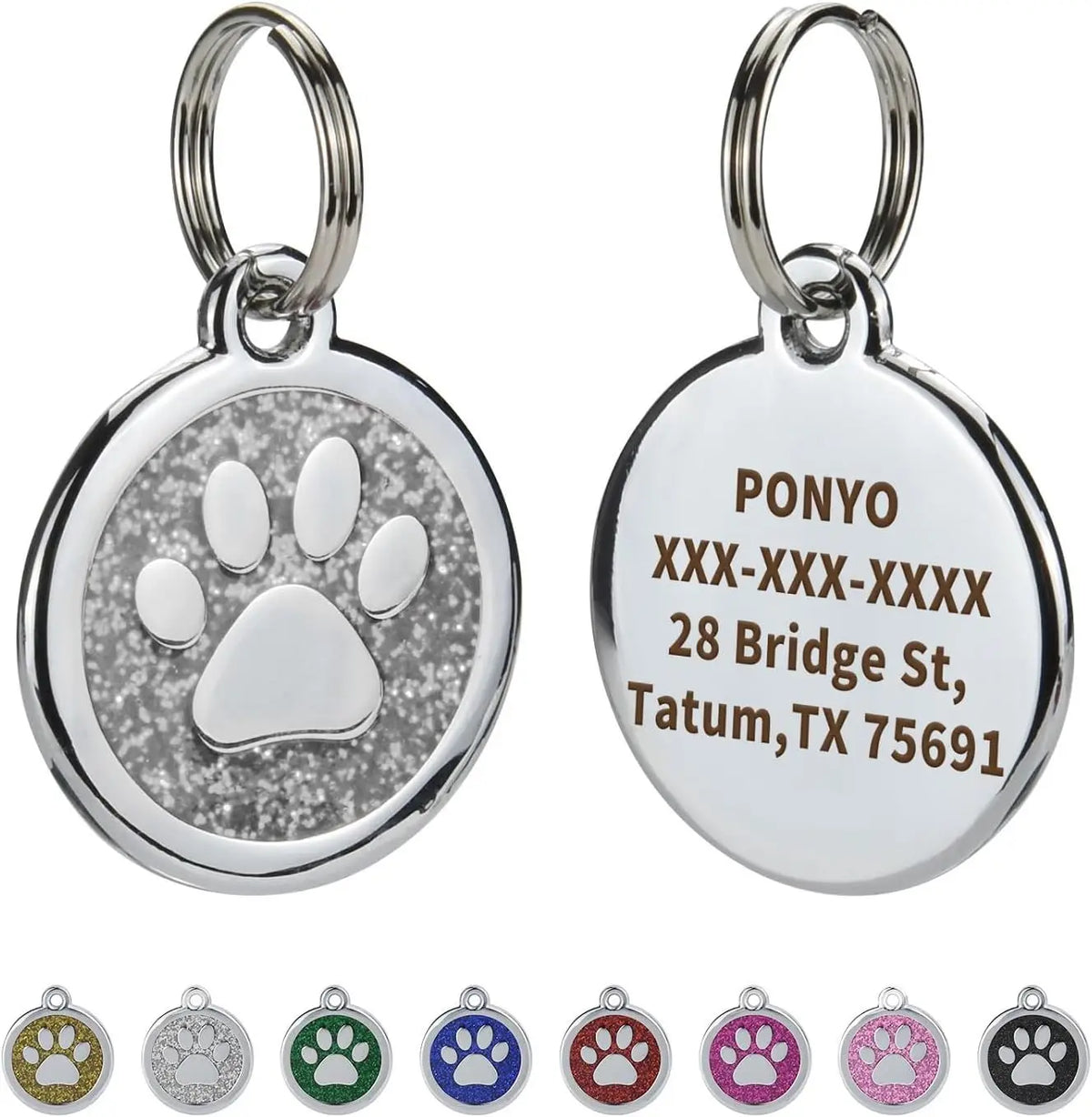 Etiquetas de Identificação para Animais de Estimação com Gravação Gratuita, Pingente Anti-perda para Coleira, Tag Personalizada com Nome de Cachorro, Decoração de Pata de Gato, Produto Personalizado Kasa & Pet