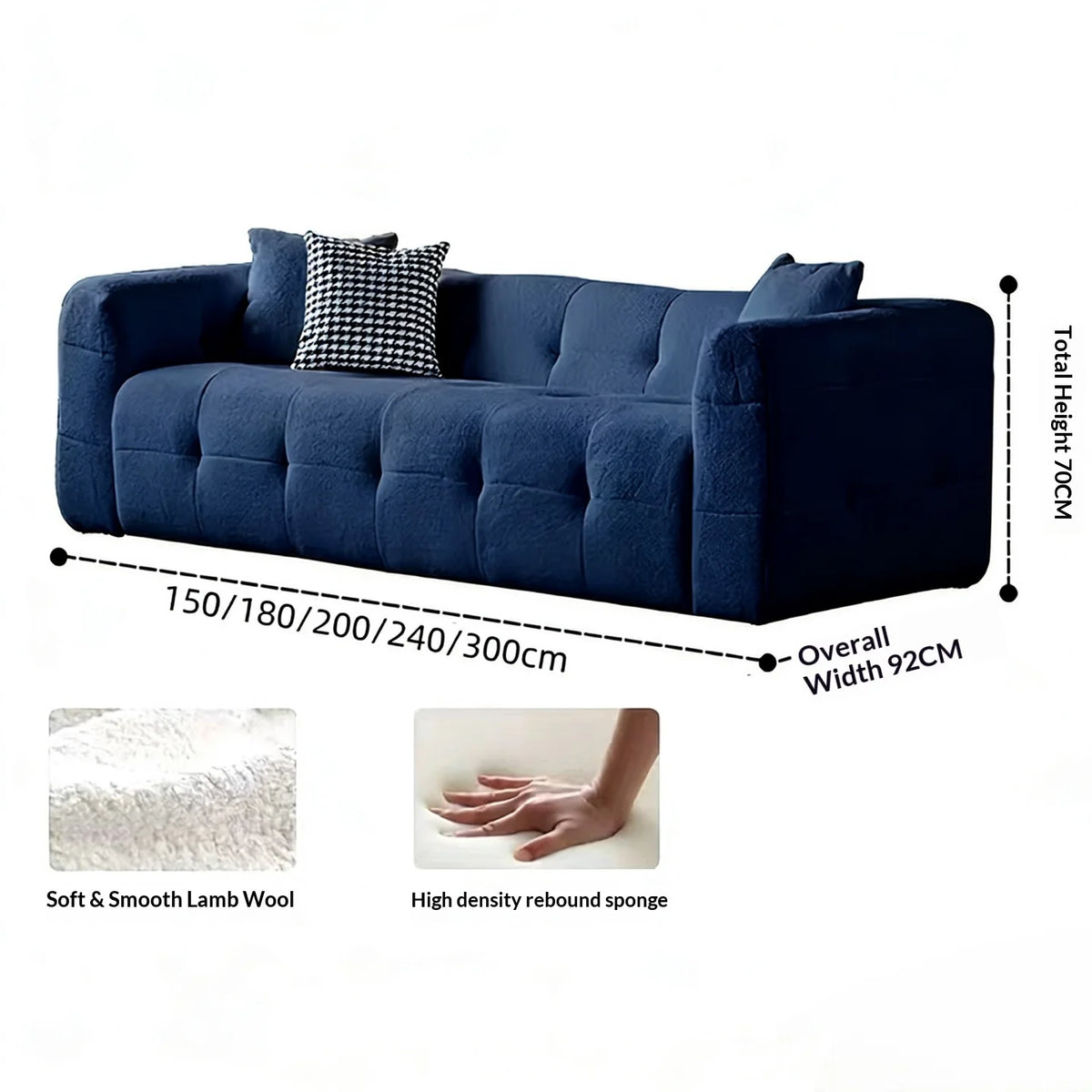Any Size Custom Compressed Fabric Sofa Hand Tufted Design Integrated Sponge Roll Pack Shipping Multiple Color Living Room Bedroo