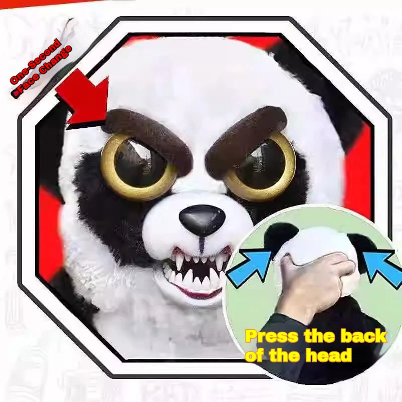 Boneco de Animal de Tamanho Médio Feisty Pets, Panda com Rosto Intercambiável, Brinquedo Interativo para Crianças