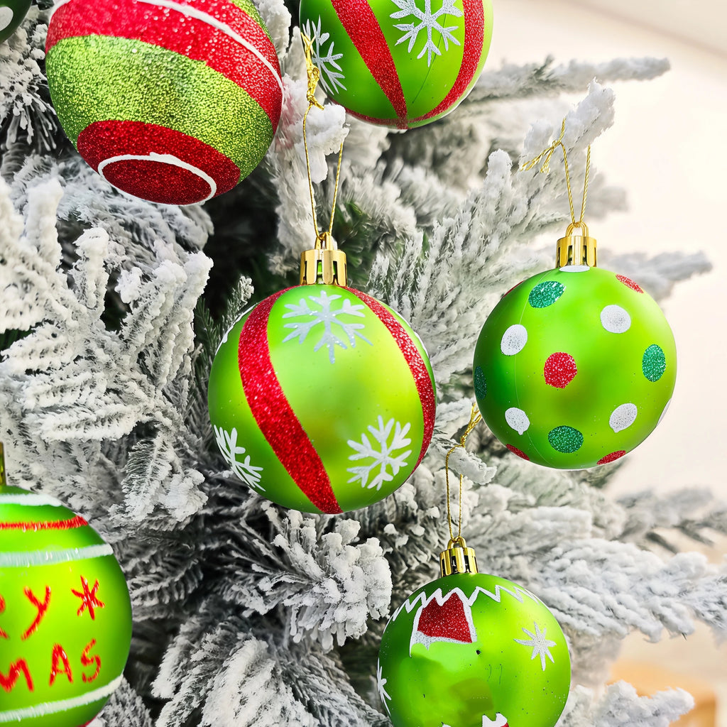 Conjunto de enfeites de bolas de Natal, verde e vermelho, para pendurar na árvore de Natal, ideal para festas de Ano Novo e como presente.
