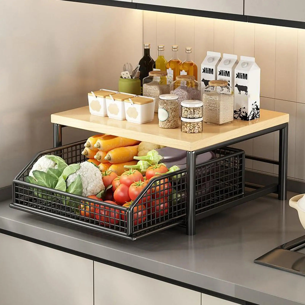 Organizador de bancada de cozinha, prateleira multiuso para micro-ondas, temperos, máquina de café e impressora, acessórios de cozinha