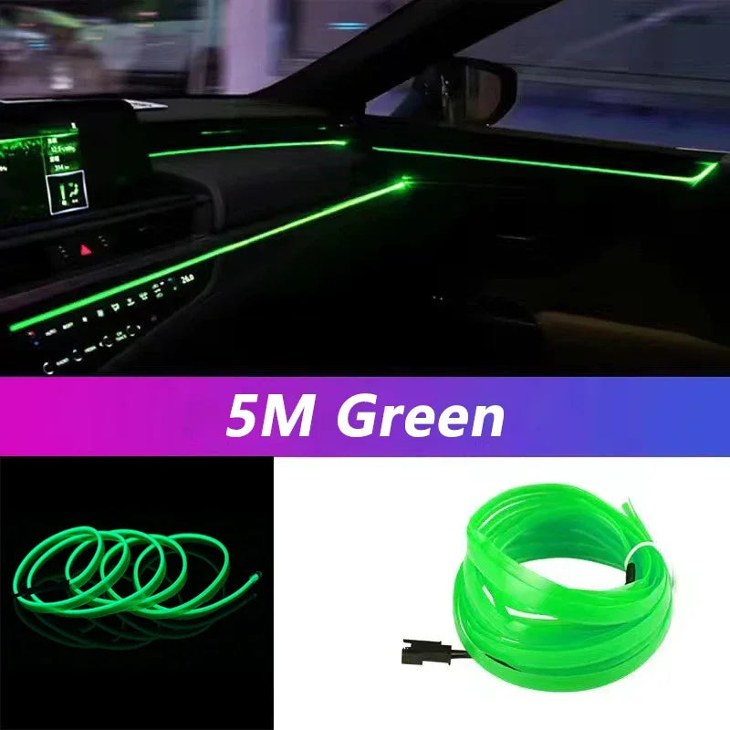 5m interior do carro conduziu a luz de tira néon el fiação lâmpada decorativa para auto diy flexível luz ambiente usb festa atmosfera diodo Kasa & Pet