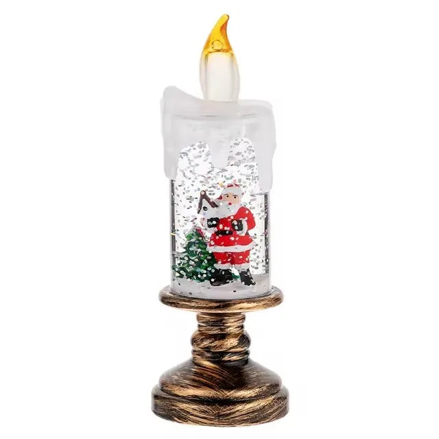 Decorações de natal lâmpada vento vela castiçal neve floco caixa música criativo presente natal arranjo cena