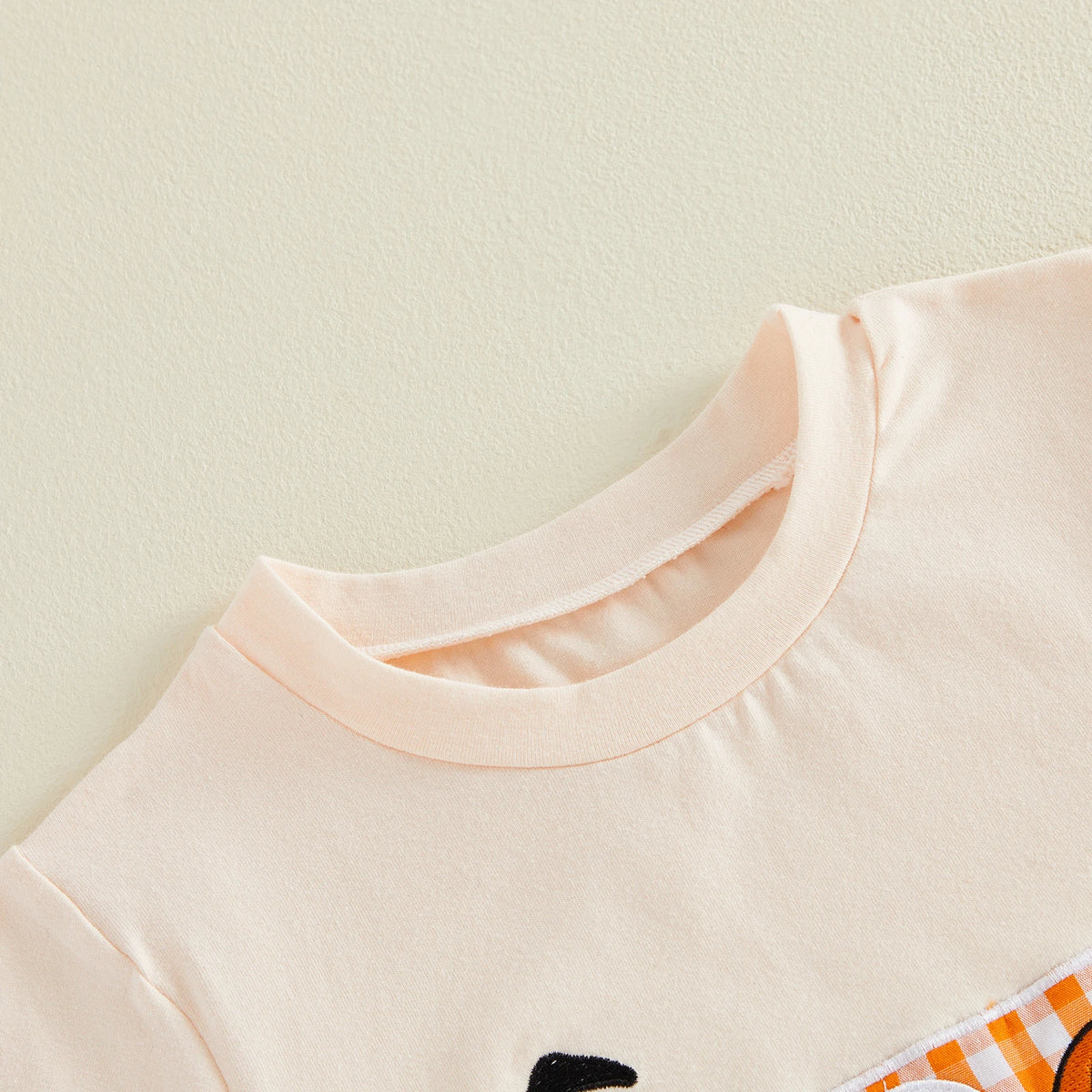 Citgeett Conjunto de roupas infantis de verão para Halloween, para bebês meninos, manga curta, bordado de abóbora, shorts xadrez