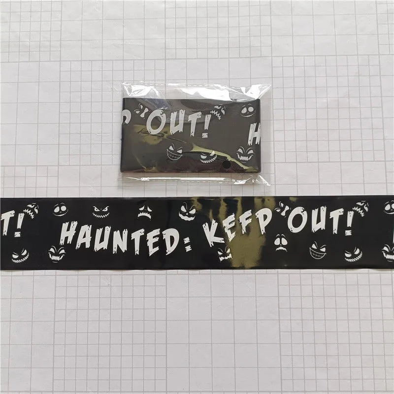 Halloween Party Decoração Warning Tape, fita cuidado assustador, Roll Hazard, interior, ao ar livre, assustador, DIY Prop Decorações