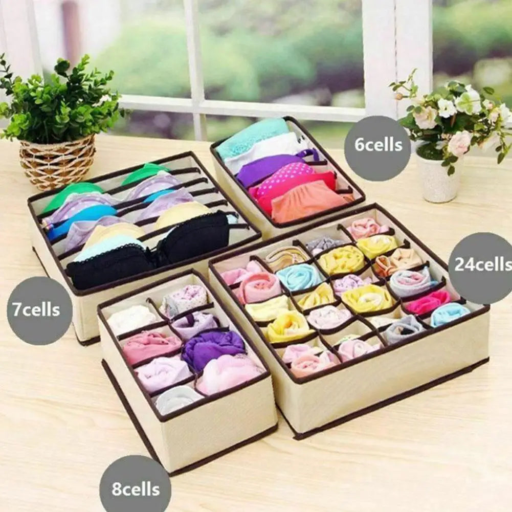 Organizador para roupas íntimas, meias, sutiãs, calças, organizadores dobráveis para armário, divisor de gavetas, caixa de armazenamento para lenços, organizadores de gavetas para guarda-roupa