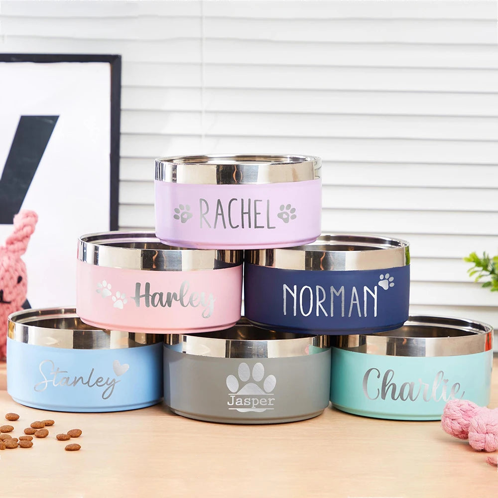 Tigela Personalizada de Aço Inoxidável para Cães e Gatos, Tigela de Alimentação a Vácuo Dupla, Grande Capacidade para Ração e Água