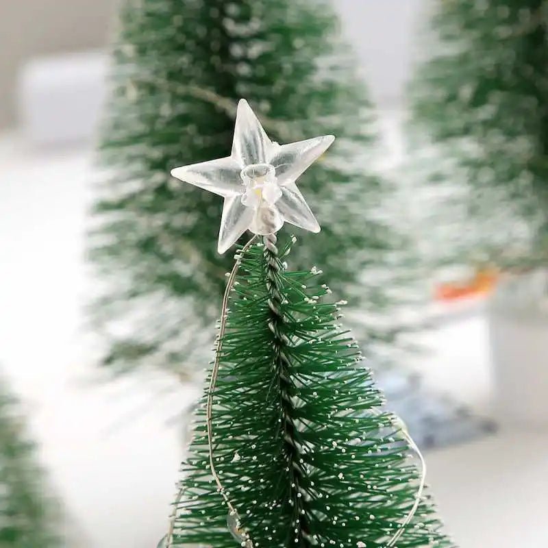 Luminoso mini árvores de natal luzes led decoração para casa velas eletrônicas presentes das crianças ano novo festa de natal ornamento