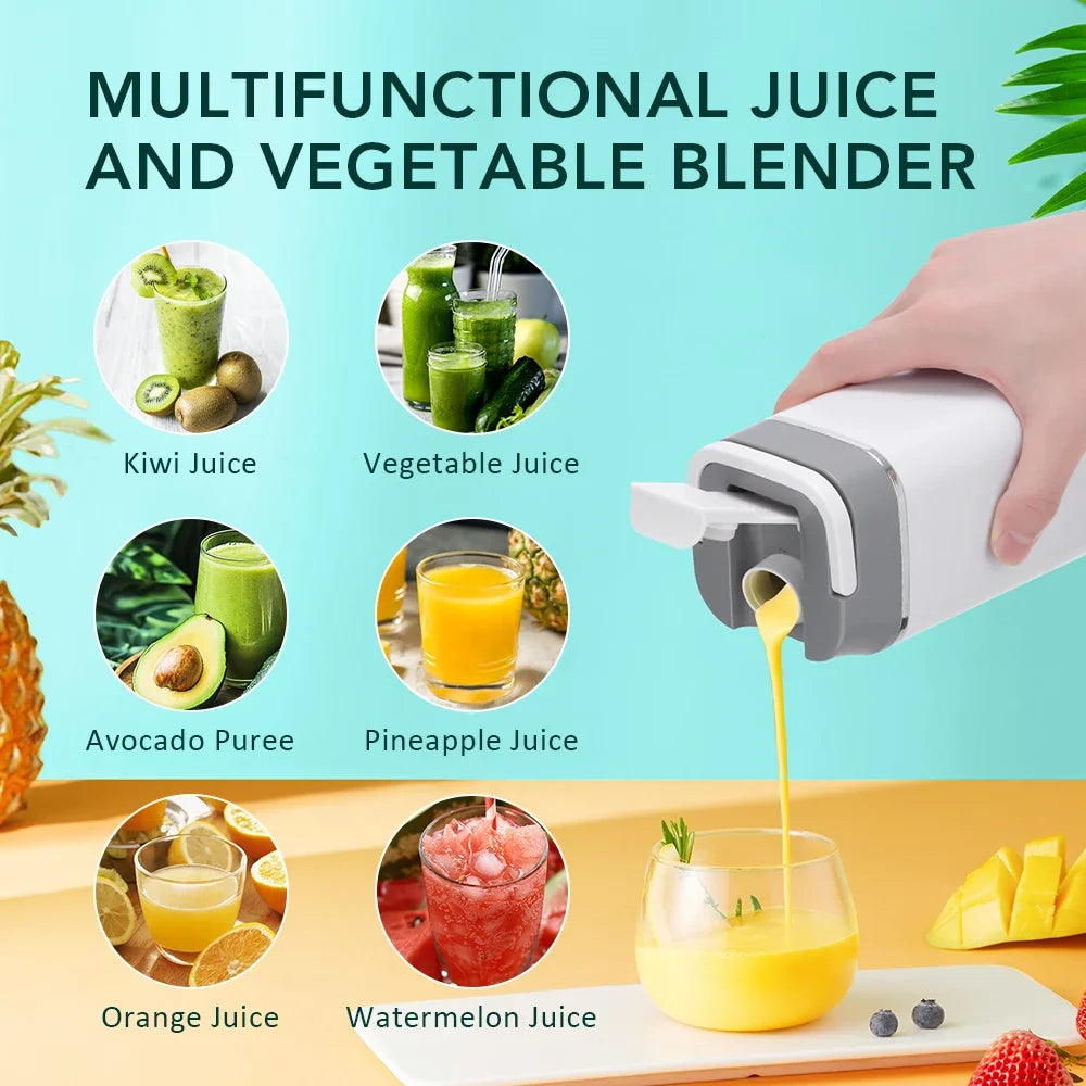 Liquidificador de Frutas Doméstico 400ML, Espremedor Elétrico Portátil, Máquina de Milkshake Multifuncional com 6 Lâminas