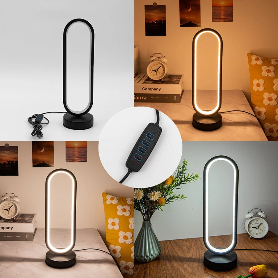 Quarto anel noite lâmpada sala de estar três cores regulável cama lâmpada led noite luz ambiente mesa cabeceira acessórios