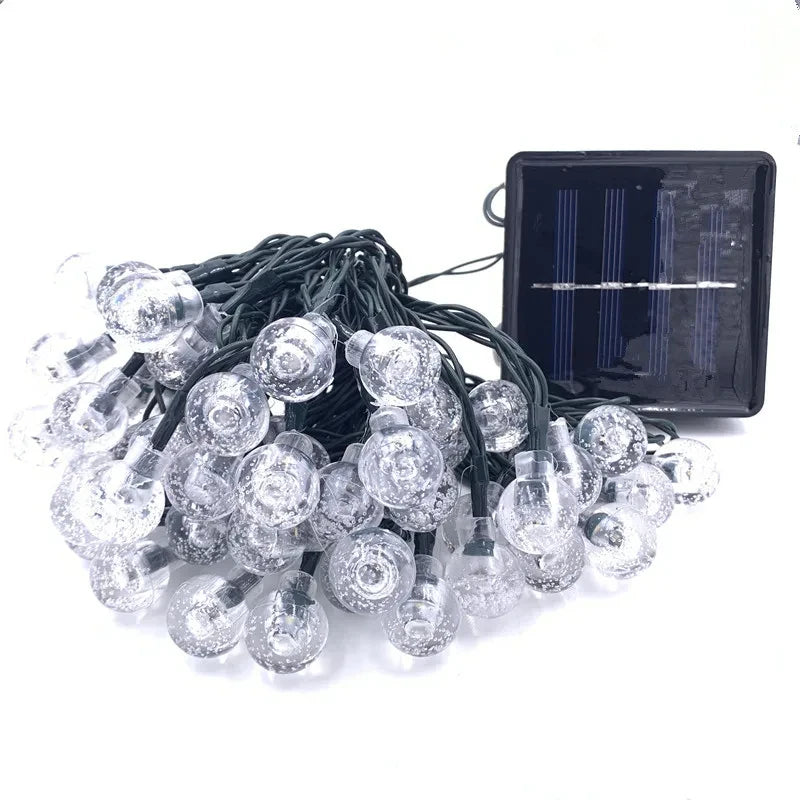 Solar led bola de cristal luz da corda 10m à prova dwaterproof água luzes fadas natal casamento guirlanda jardim gramado árvore decoração ao ar livre