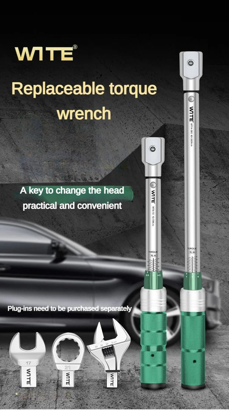 Chave de torque aberta multifuncional, predefinição ajustável, alta precisão, cabeça substituível, chaves de torque, ferramentas manuais profissionais
