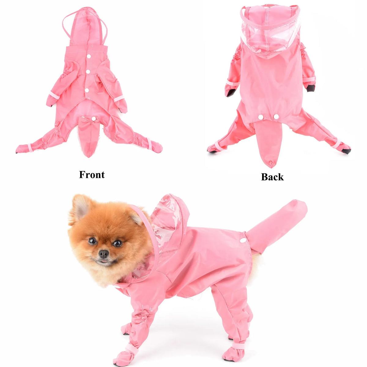 Suprimentos para animais de estimação ao ar livre, quatro pernas, peça única, roupas para animais de estimação, corpo inteiro, gato, cachorro, capa de chuva à prova d'água com botas de chuva