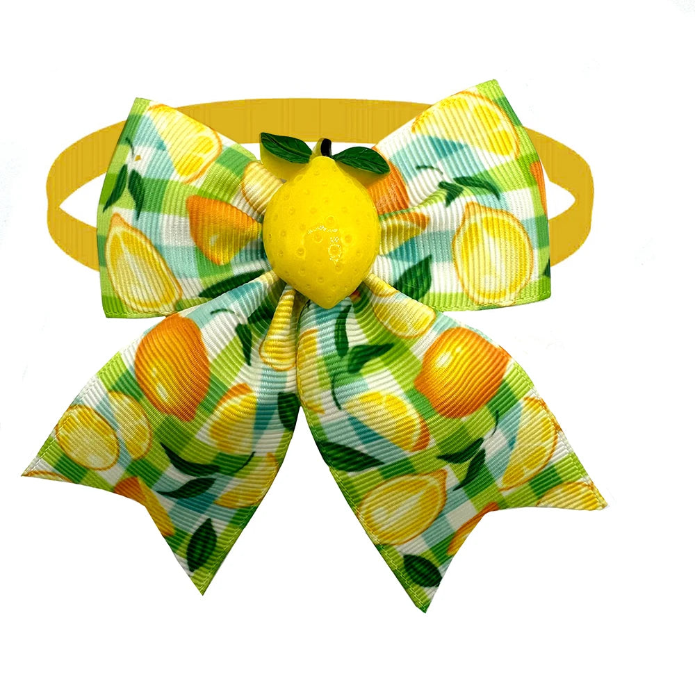 50 pçs estilo fruta pequeno cão gravatas borboleta padrão limão produtos para animais de estimação pescoço gravata coleira pet aliciamento suprimentos para pequenos acessórios para cães