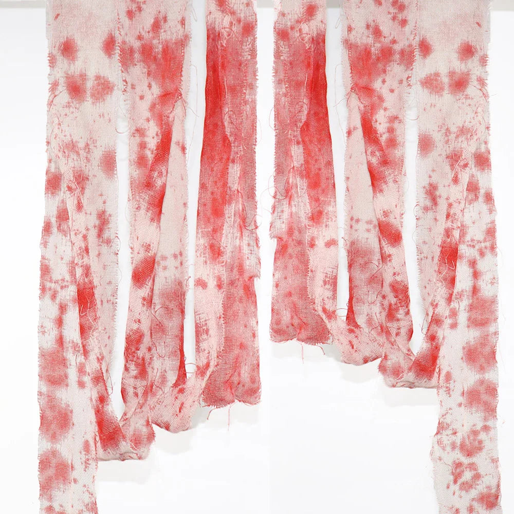 Pano De Bandagem De Sangue Para Decoração De Halloween, Gaze Sangrenta De Terror, Assustadora Artificial, Fita De Advertência, Decoração Da Casa Assombrada