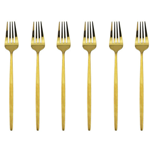6 pçs silvere/dourado talheres 8.2 Polegada aço inoxidável jantar garfo acampamento conjunto de louça utensílios de mesa comer Kasa & Pet