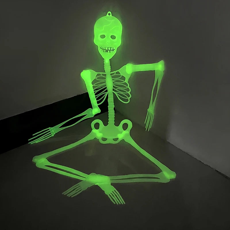 Decorações de esqueleto que brilham no escuro, formas de osso assustadoras para halloween, casa assombrada, configuração, festa de feriado, adereços de terror