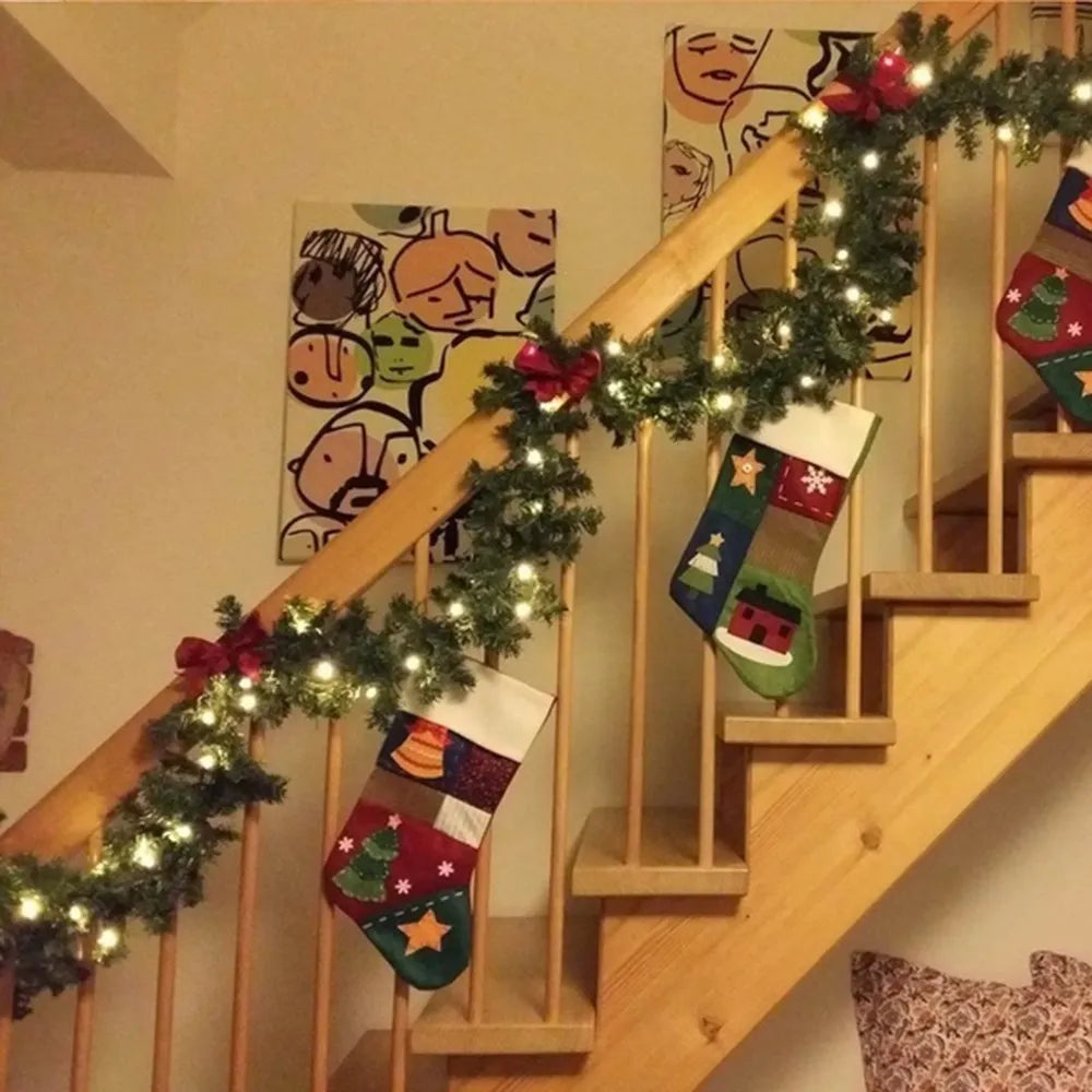 2.7m 5 cores decorações de natal guirlanda decoração rattan luzes grinalda decorado lareira escadas parede porta decoração