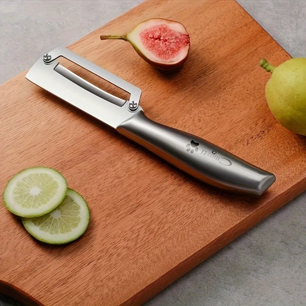 Descascador de Aço Inoxidável (1, 2 ou 3 Peças) - Afiado e Ergonômico para Descascar Rápido, Ideal para Descascar Frutas e Vegetais com Casca Dura como Cana-de-Açúcar