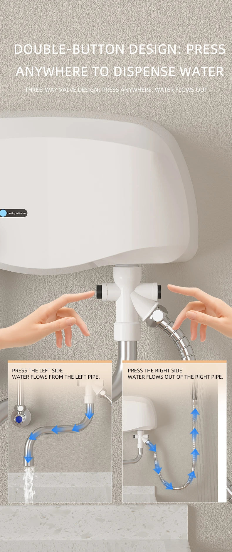 Aquecedor de água instantâneo 3500W, saída dupla de água quente/fria, aquecedores elétricos de água, chuveiro de banheiro com display de temperatura 220V