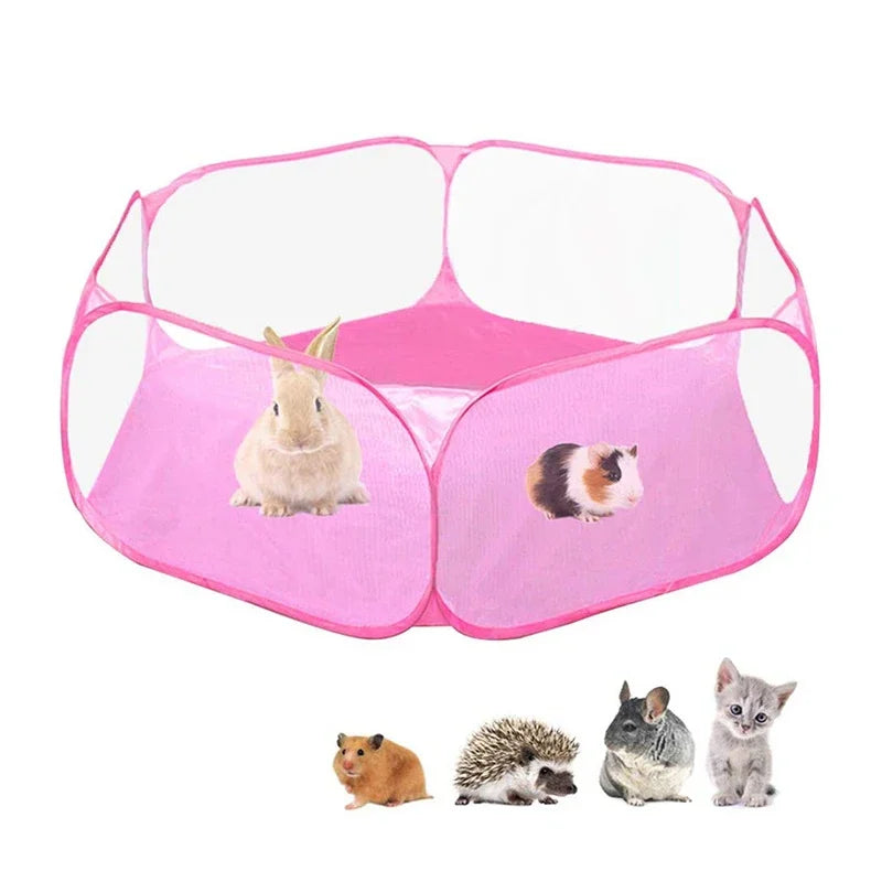Gaiola pequena portátil para animais de estimação, gaiola transparente para cães e gatos, cercadinho para animais de estimação, cerca dobrável aberta para cães, hamster, coelho, cobaia