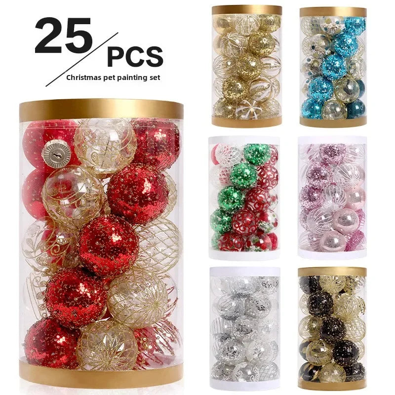 25 pçs 6cm bolas de natal bola grande árvore de natal pingente ornamentos para decoração de festa 2025 ano novo navidad presentes acessório ljiao