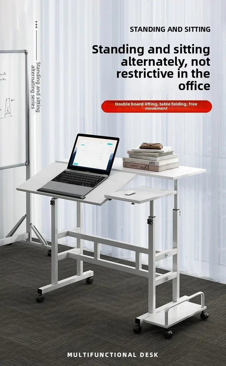 Mesa de computador móvel moderna, mesa de escrita elevatória, mesa de pé dobrável, mesa de cabeceira para quarto, mesa pequena individual, durável.