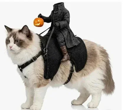 Fantasia de Halloween Cavaleiro Sem Cabeça para Animais de Estimação, Roupa para Gatos e Cães Pequenos, Capa de Boneca de Abóbora, Roupas de Cosplay para Festas, Decoração de Feriados