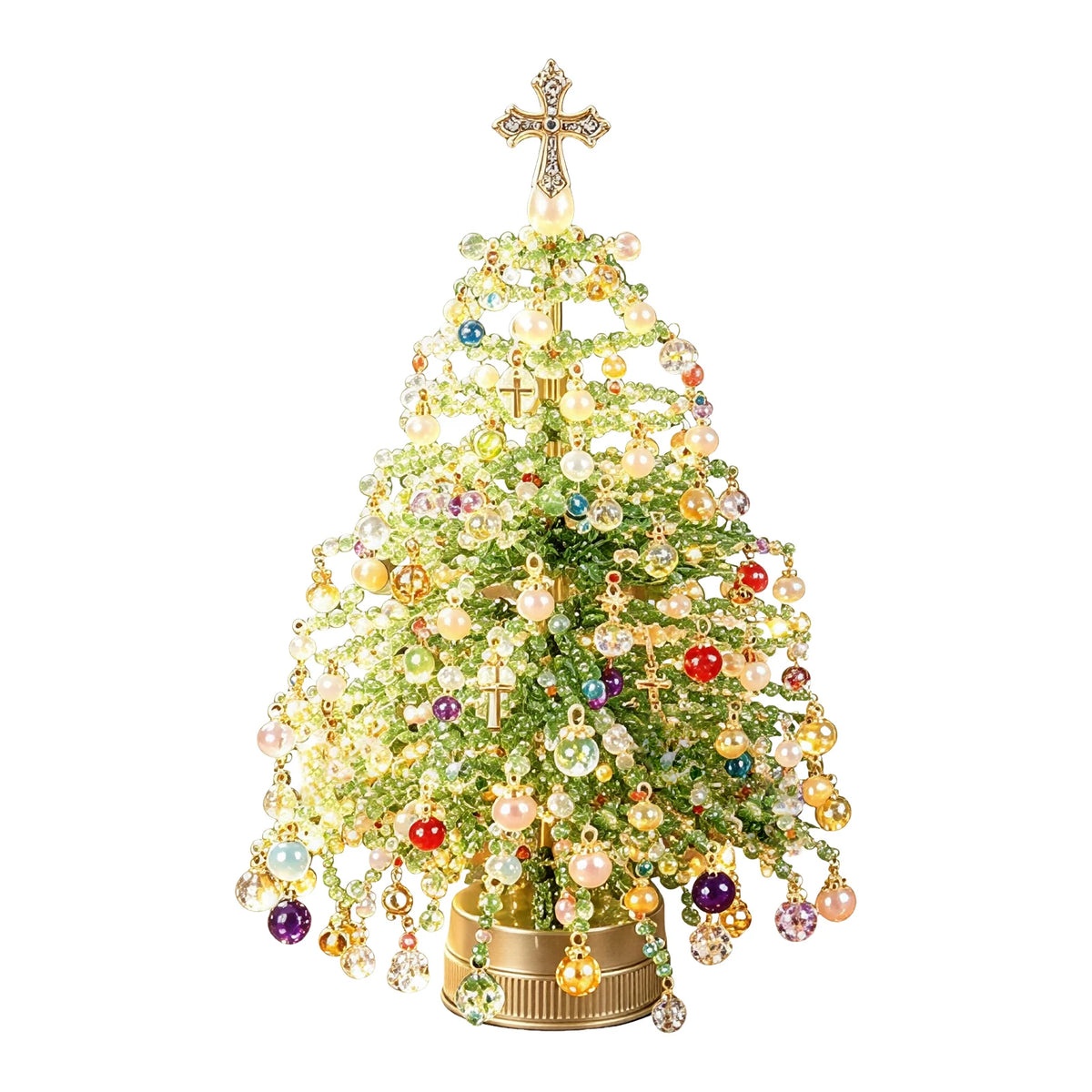 Kit de Artesanato de Natal DIY: Árvore de Natal com Contas e Luzes Brilhantes para Decoração com Contas