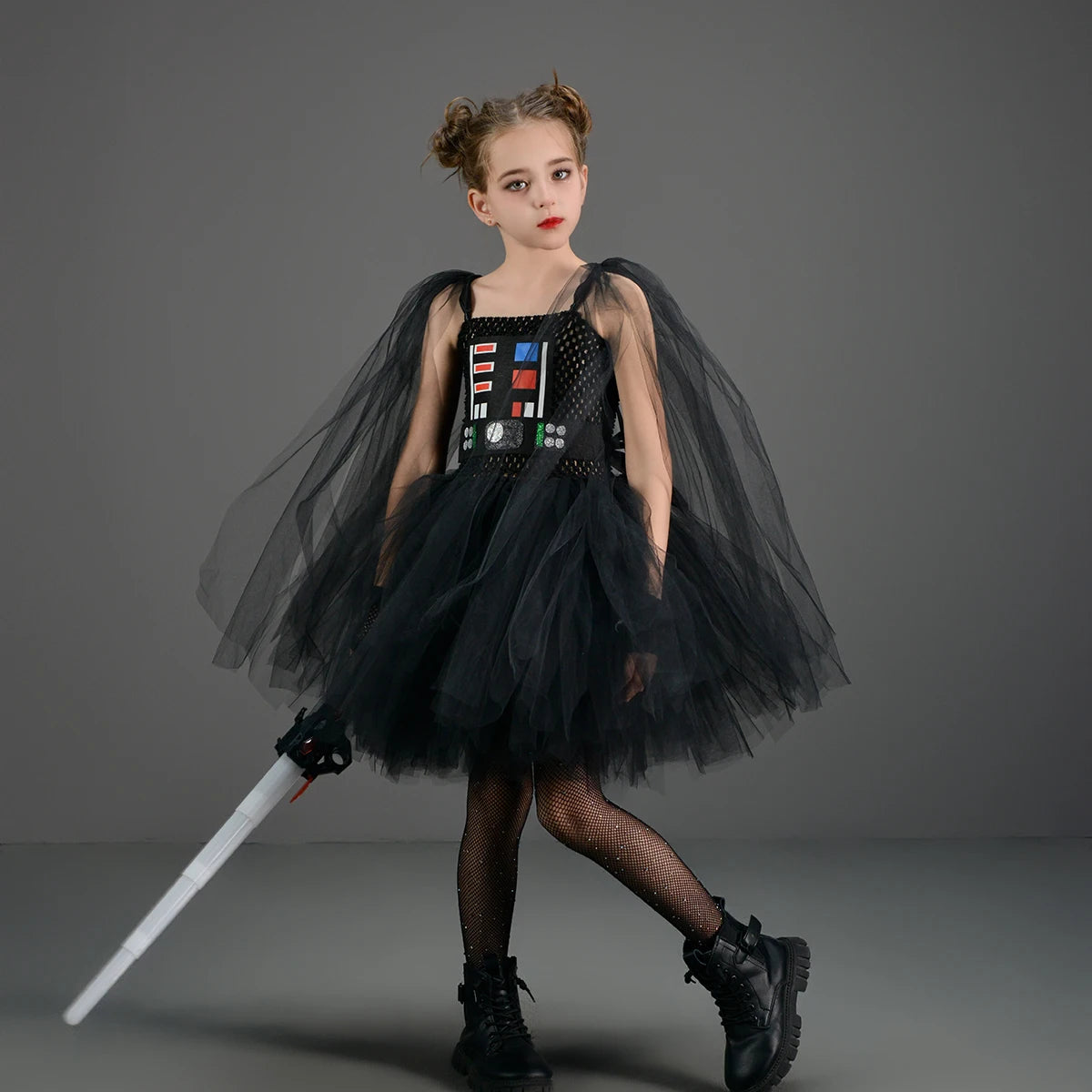 Meninas estrela escura vilão tutu traje vestido crianças halloween vader outfit crianças fantasia carnaval festa vestir-se roupas cosplay