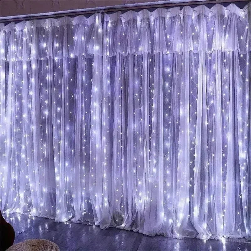 Decoração de Natal para Casa 2026, Cortina de Luzes LED de Fada, Fio de Luzes a Pilha para Quarto, Casamento, Festa e Decoração de Ano Novo