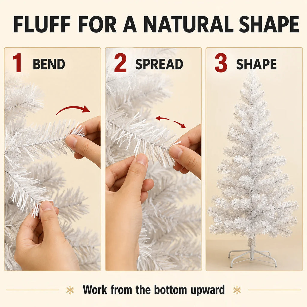 Árvore de Natal artificial branca, em PVC, para decoração de festas, casamentos e eventos, com suporte de metal
