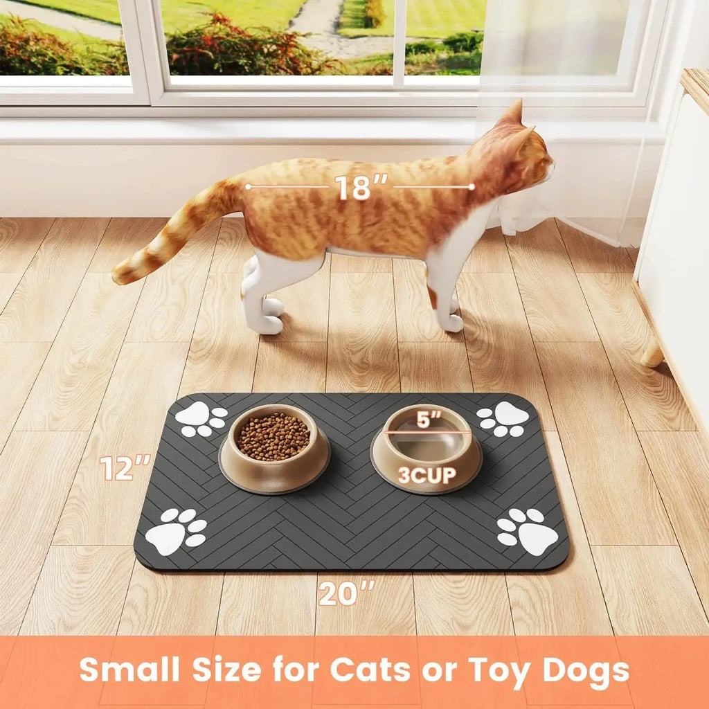 Tapete de alimentação para animais de estimação, absorvente, suporte de borracha, secagem rápida, tapete de água para cães e gatos, comida e tigela de água com à prova d'água