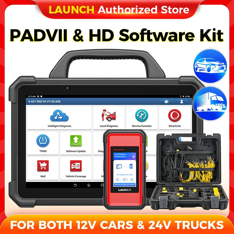 LANÇAMENTO Pad 7 Ferramenta de Diagnóstico Do Carro, Scanner Automotivo, Auto Scan Automotivo, Diagnóstico Autoscanner, Heavy Duty Software Kit, 12V, 24V, X-431
