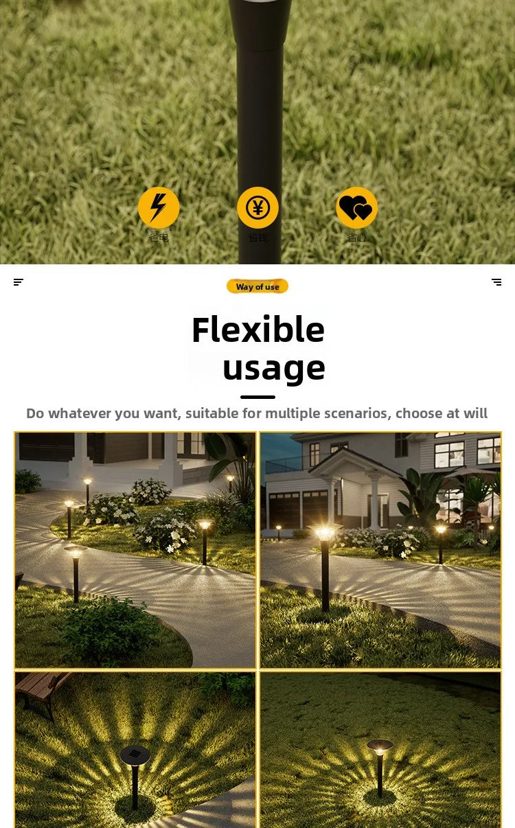 Luz Solar para Jardim, Iluminação Paisagística, Lâmpada Decorativa à Prova d'Água para Caminhos e Quintais