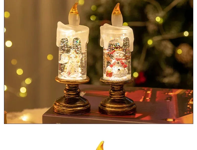Natal led vela globo de neve luzes nevando floco de neve lâmpadas decorativas presentes criativos do feriado para decoração de natal