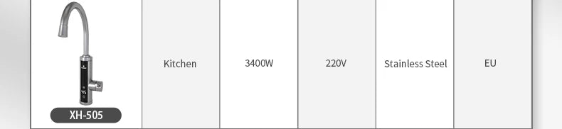 Fudeer 3400W 220V Cozinha Elétrica Aquecedor de Água Torneira Instantânea de Aço Inoxidável Torneira de Água Aquecedor Torneira de Aquecimento Frio