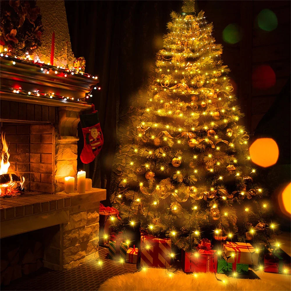 Luzes led para árvore de natal, guirlanda de ano novo para pátio, jardim, 1.5m/2m/3m, luz cascata, decoração de natal 2025