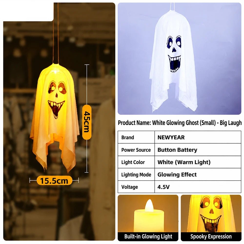 Decoração de Halloween com Fantasma Luminoso LED para Casa, Interior e Exterior, Casa Assombrada, Bar, Adereços de Terror Suspensos, Decoração de Fantasma com Luzes - Kasa & Pet