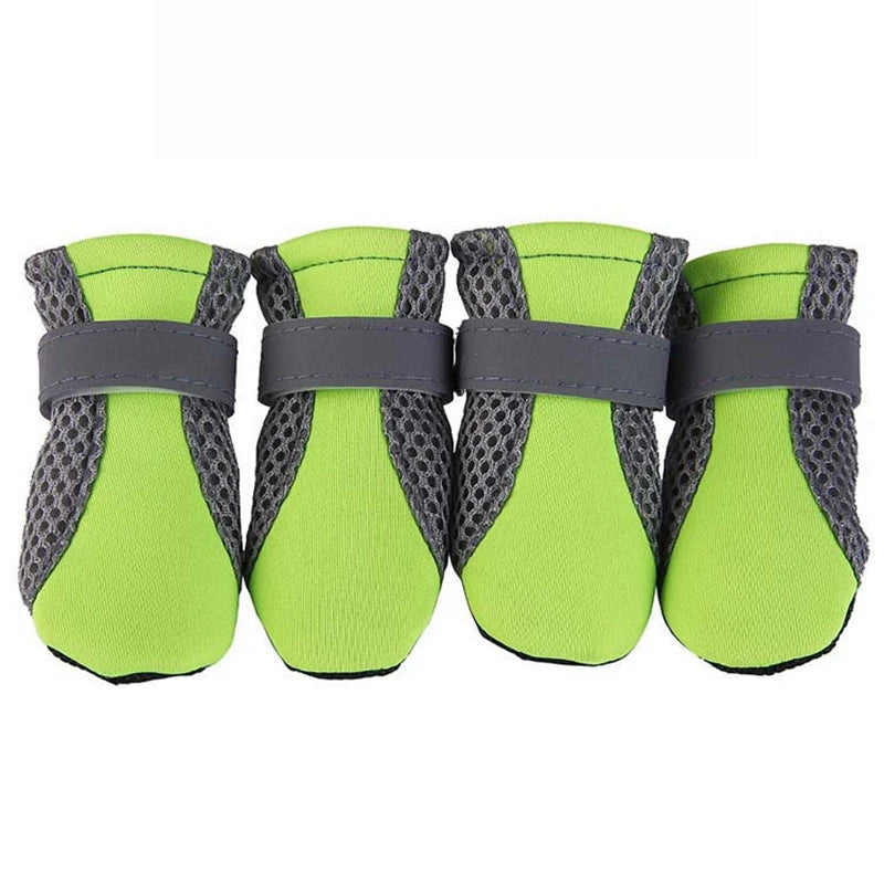 Sapatos para cães de estimação, respirável, à prova d'água, rede de caminhada ao ar livre, macio, verão, botas reflexivas seguras noturnas para cães pequenos e médios
