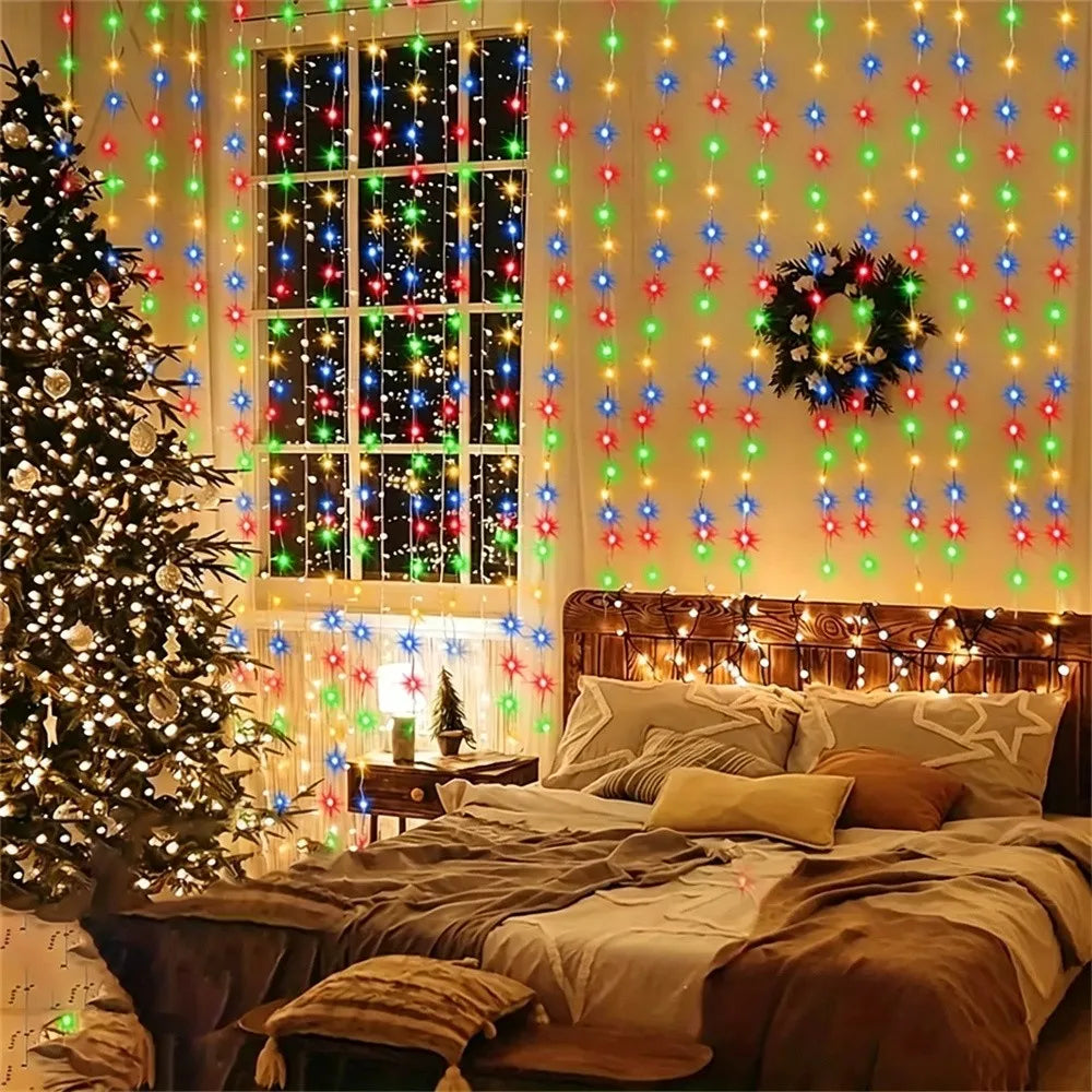 Decoração de Natal para Casa 2026, Cortina de Luzes LED de Fada, Fio de Luzes a Pilha para Quarto, Casamento, Festa e Decoração de Ano Novo