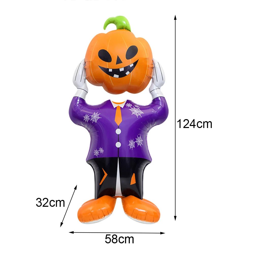 Balão Inflável de Folha de Alumínio para Decoração de Festa de Halloween: Fantasma, Abóbora, Crânio, Casa Assombrada, Lápide e Esqueleto - Kasa & Pet