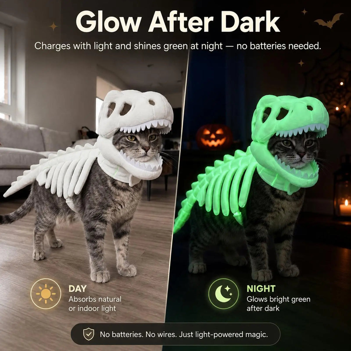 Fantasia de Esqueleto de Dinossauro para Gatos, Roupas de Fantasia para Animais de Estimação, Fantasia de Dinossauro para Festa de Halloween