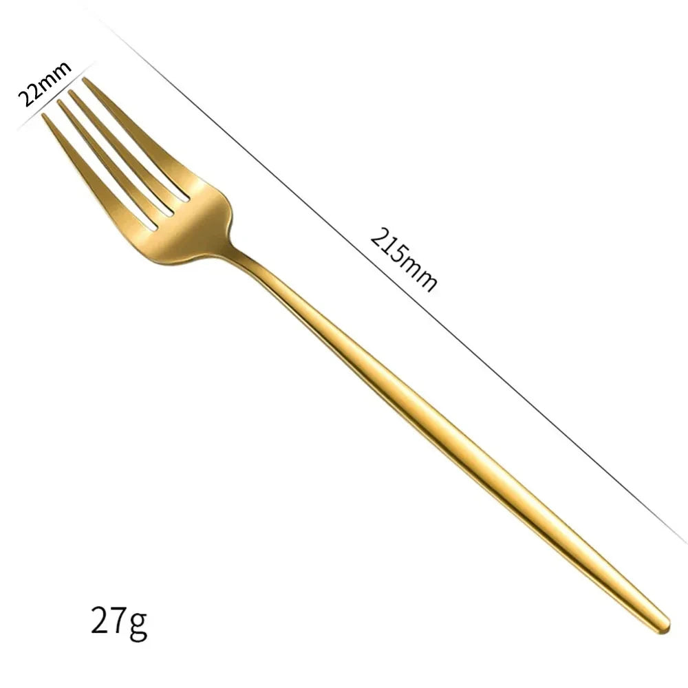 6 pçs silvere/dourado talheres 8.2 Polegada aço inoxidável jantar garfo acampamento conjunto de louça utensílios de mesa comer